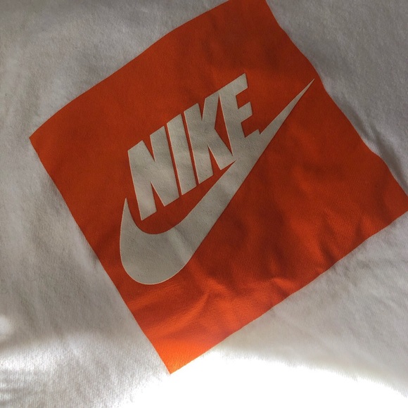 White and Orange Nike Logo Long Sleeved Tee/Shirt - Picture 3 of 4